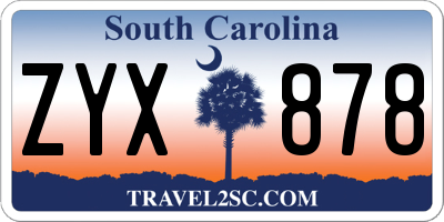 SC license plate ZYX878