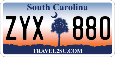 SC license plate ZYX880