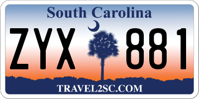 SC license plate ZYX881