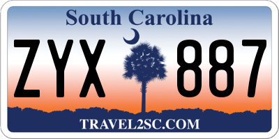 SC license plate ZYX887