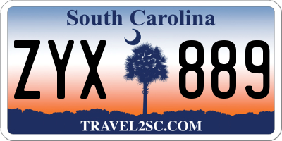 SC license plate ZYX889