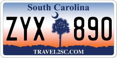 SC license plate ZYX890