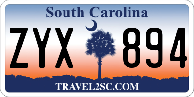 SC license plate ZYX894