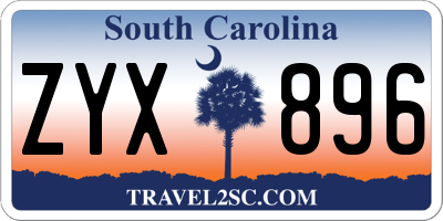 SC license plate ZYX896