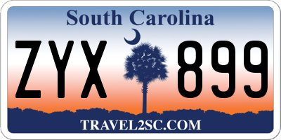 SC license plate ZYX899