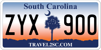 SC license plate ZYX900