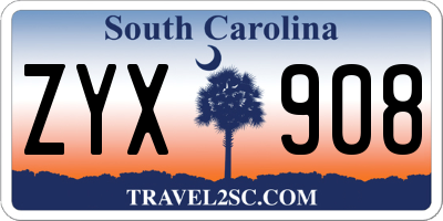 SC license plate ZYX908