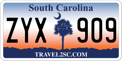 SC license plate ZYX909