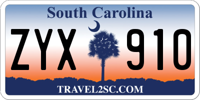 SC license plate ZYX910
