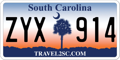 SC license plate ZYX914