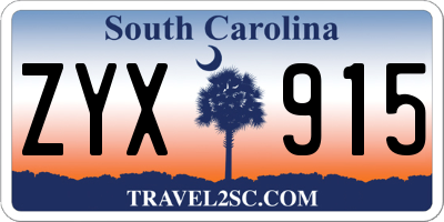 SC license plate ZYX915