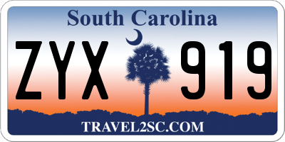SC license plate ZYX919