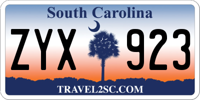 SC license plate ZYX923