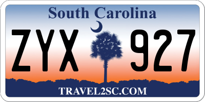 SC license plate ZYX927