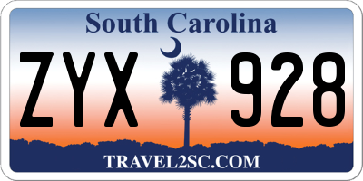 SC license plate ZYX928