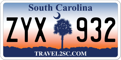 SC license plate ZYX932