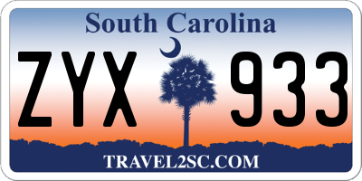 SC license plate ZYX933
