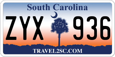 SC license plate ZYX936