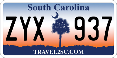 SC license plate ZYX937