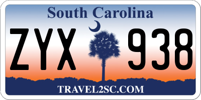 SC license plate ZYX938