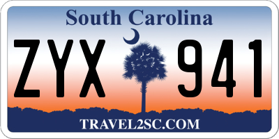 SC license plate ZYX941