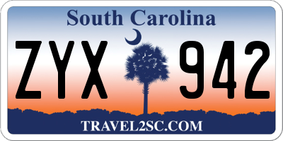 SC license plate ZYX942