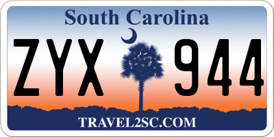 SC license plate ZYX944