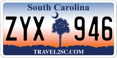 SC license plate ZYX946