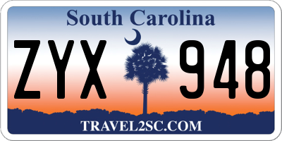 SC license plate ZYX948