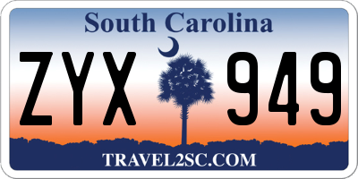 SC license plate ZYX949