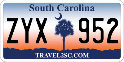 SC license plate ZYX952