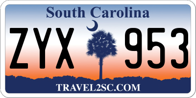 SC license plate ZYX953