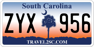 SC license plate ZYX956