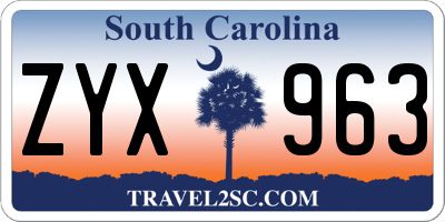 SC license plate ZYX963