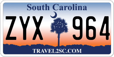 SC license plate ZYX964