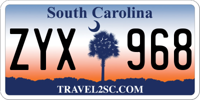 SC license plate ZYX968