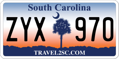 SC license plate ZYX970