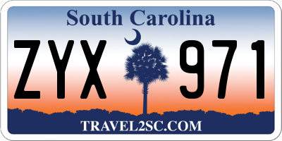 SC license plate ZYX971