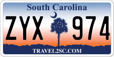 SC license plate ZYX974