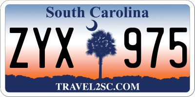 SC license plate ZYX975