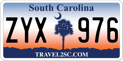SC license plate ZYX976