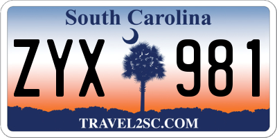 SC license plate ZYX981
