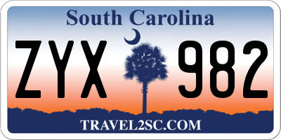 SC license plate ZYX982