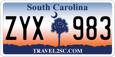 SC license plate ZYX983