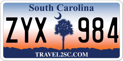 SC license plate ZYX984