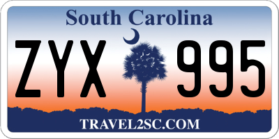 SC license plate ZYX995
