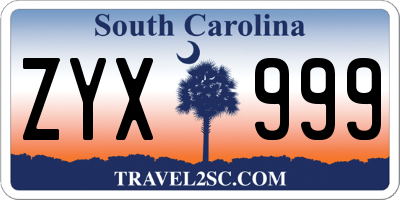 SC license plate ZYX999