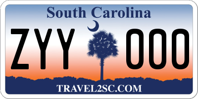 SC license plate ZYY000