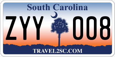 SC license plate ZYY008