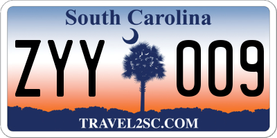 SC license plate ZYY009